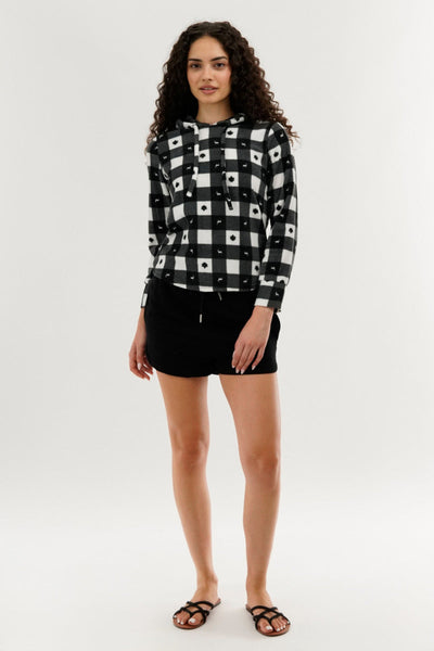 Canada Weather Gear Plaid Hooded Pajama Top - Black - Womens Pajamas - Canada Weather Gear