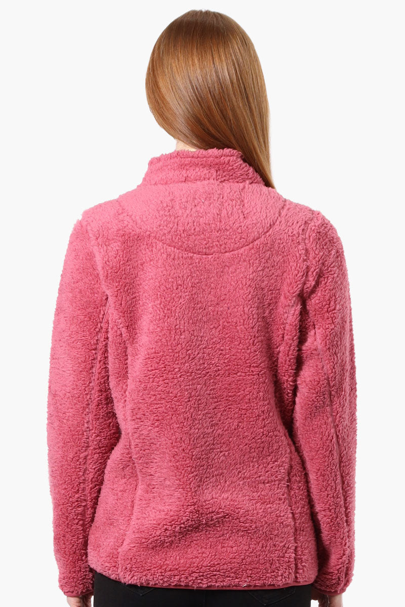 Canada Weather Gear 1/4 Zip Sherpa Pullover Sweater - Pink