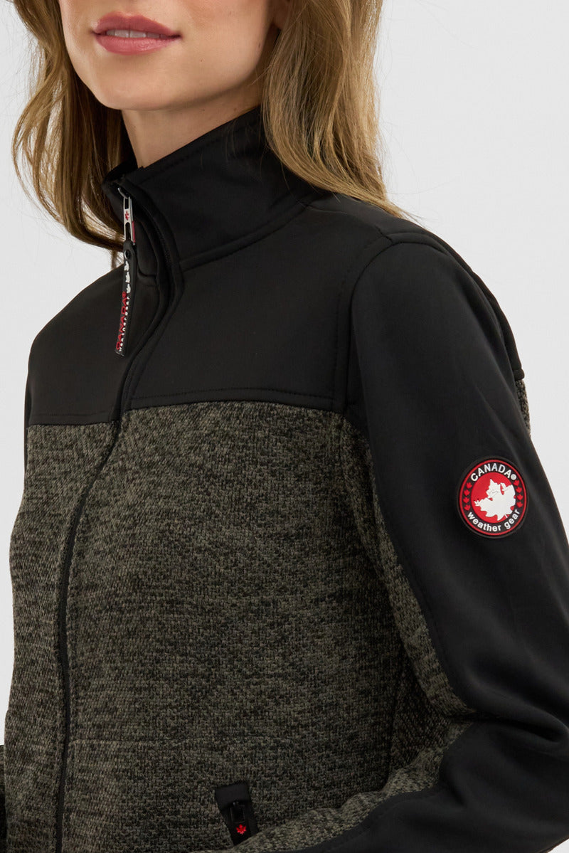 Canada Weather Gear Zip Up Knit Lightweight Jacket - Olive - Womens Lightweight Jackets - Canada Weather Gear