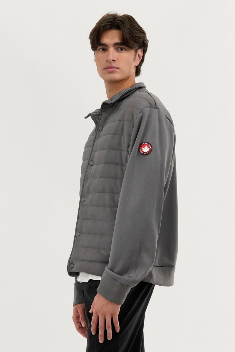 Canada Weather Gear Quilted Snap Button Lightweight Jacket - Grey - Mens Lightweight Jackets - Canada Weather Gear