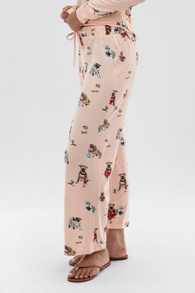 Canada Weather Gear Dog Print Wide Leg Pajama Pants - Blush - Womens Pajamas - Canada Weather Gear