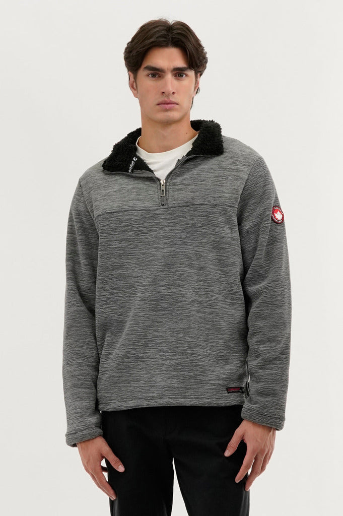 Sherpa Lined 1/4 Zip Pullover Sweater - Grey