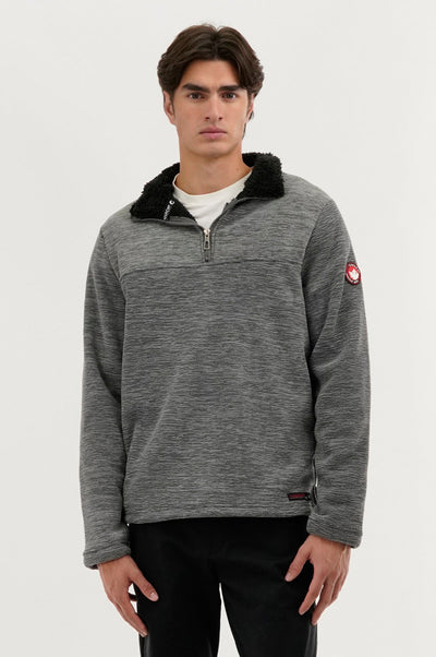 Canada Weather Gear Sherpa Lined 1/4 Zip Pullover Sweater - Grey - Mens Pullover Sweaters - Canada Weather Gear