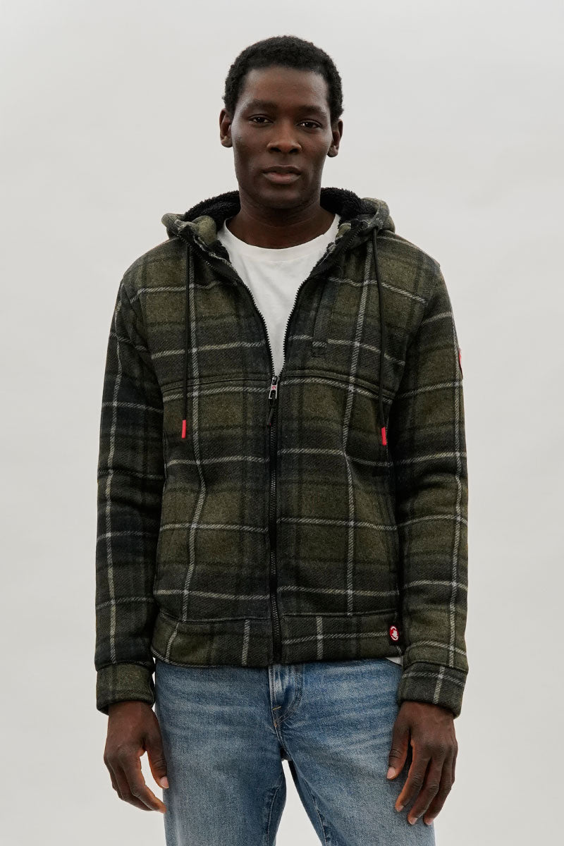 Canada Weather Gear Hooded Sherpa Lined Lightweight Jacket - Olive
