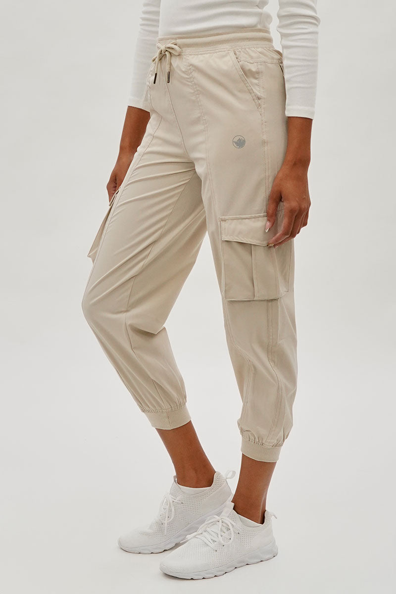 Canada Weather Gear Tie Waist Cargo Joggers - Beige - Womens Joggers & Sweatpants - Canada Weather Gear