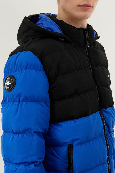 Super Triple Goose Colour Block Puffer Bomber Jacket - Navy - Mens Bomber Jackets - Canada Weather Gear