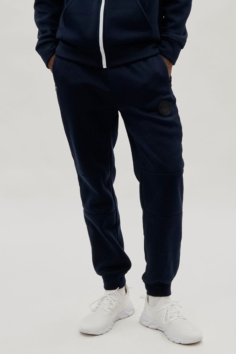 Super Triple Goose Basic Zipper Pocket Joggers - Navy