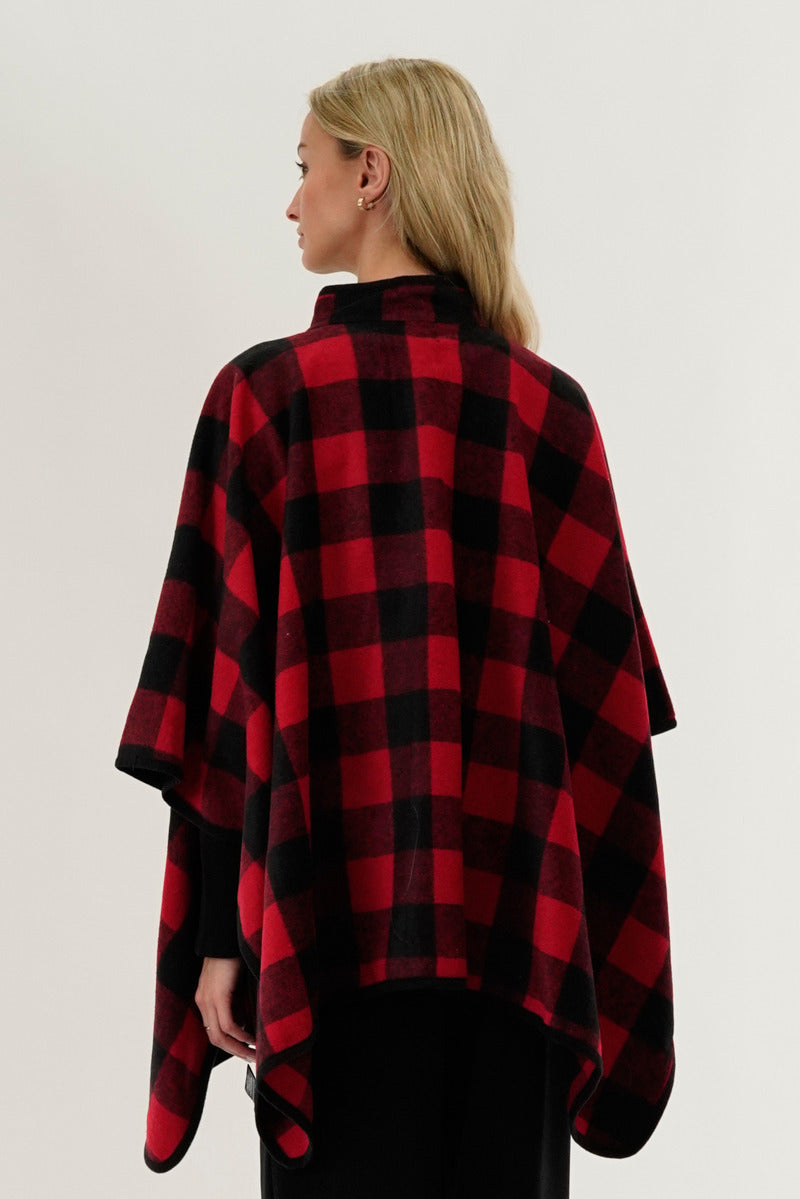 Canada Weather Gear Plaid Poncho - Red - Womens Ponchos - Canada Weather Gear