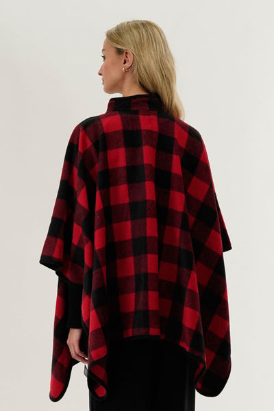 Canada Weather Gear Plaid Poncho - Red - Womens Ponchos - Canada Weather Gear