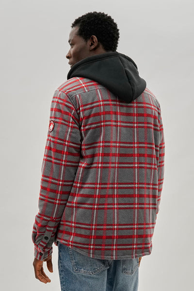 Canada Weather Gear Plaid Hooded Lightweight Jacket - Grey - Mens Lightweight Jackets - International Clothiers