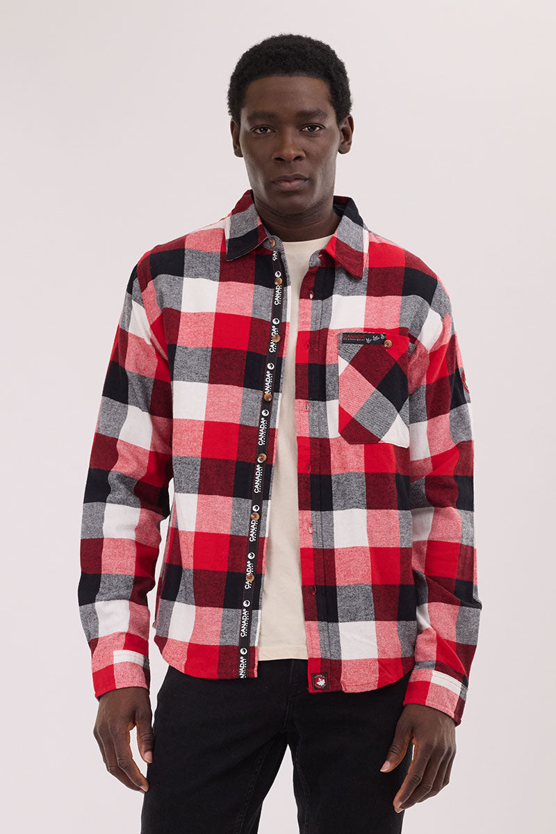 Canada Weather Gear Plaid Button Up Casual Shirt - Red