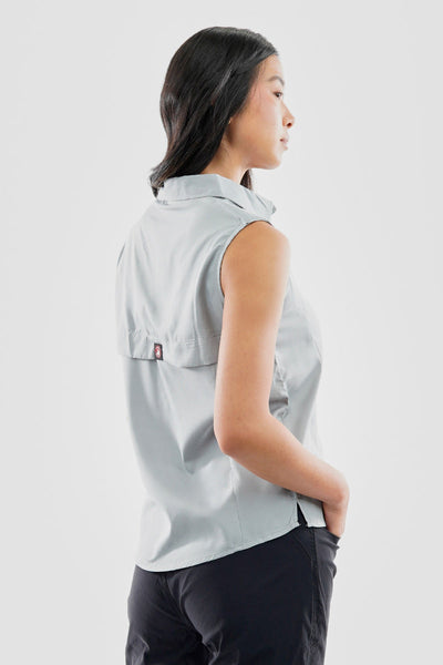 Canada Weather Gear Sleeveless Button Up Collared Shirt - Grey - Womens Shirts & Blouses - Canada Weather Gear