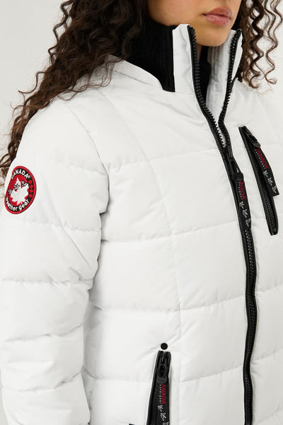 Canada Weather Gear Square Quilted Parka Jacket - White - Womens Parka Jackets - Canada Weather Gear