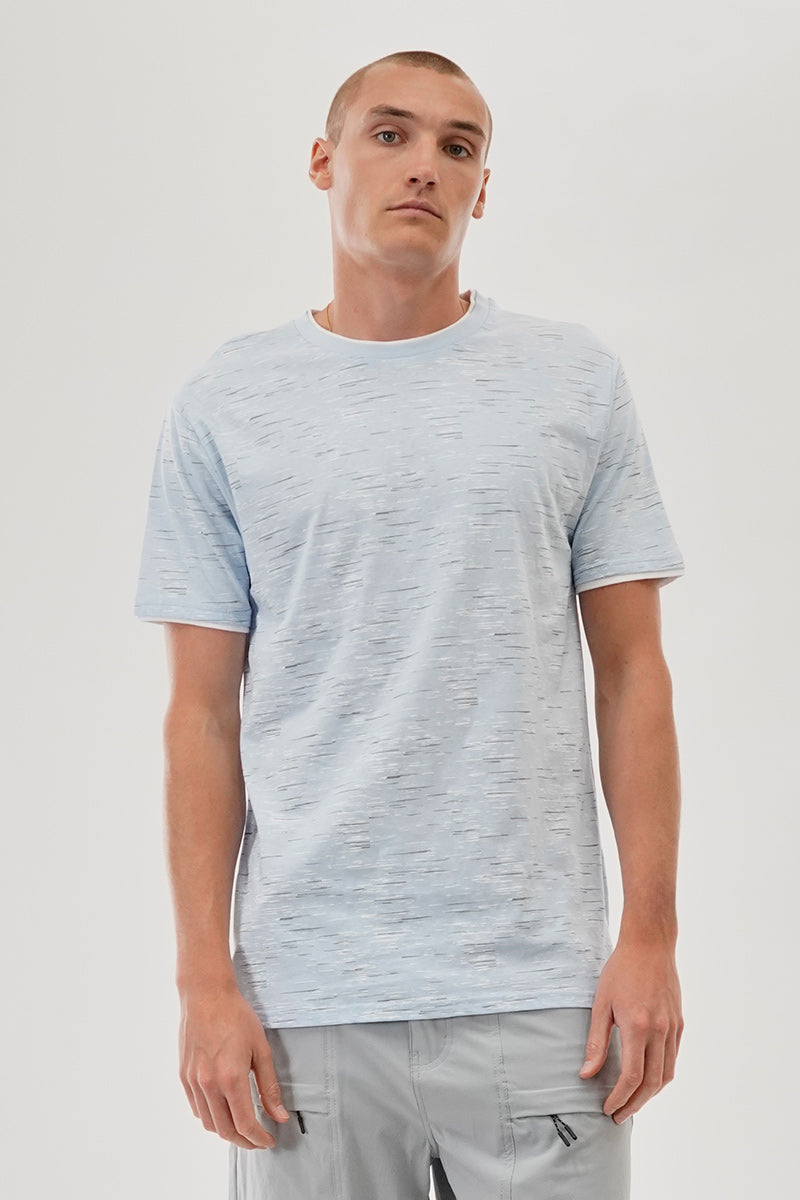 Canada Weather Gear Vintage Patterned Crewneck Tee - Aqua - Mens Tees & Tank Tops - Canada Weather Gear