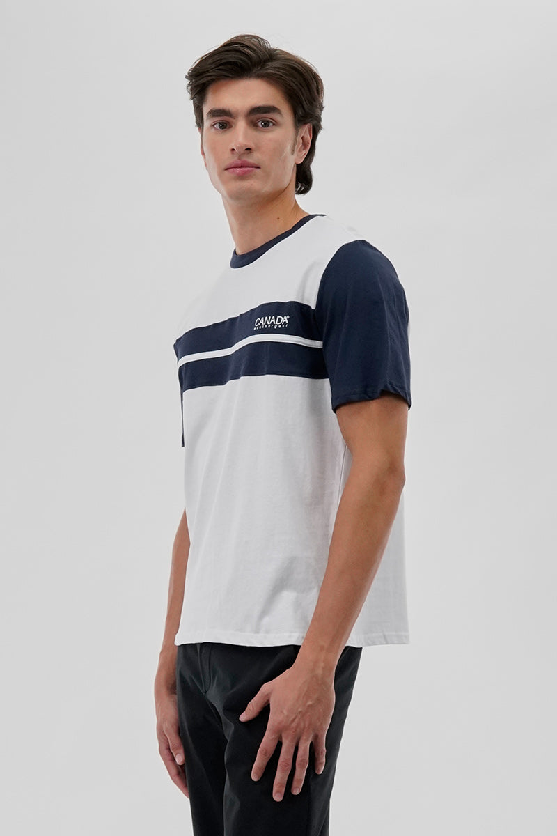Canada Weather Gear Striped Colour Block Tee - White - Mens Tees & Tank Tops - Canada Weather Gear