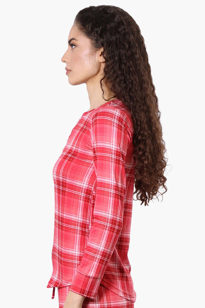 Canada Weather Gear Plaid Henley Pajama Top - Red - Womens Pajamas - Canada Weather Gear