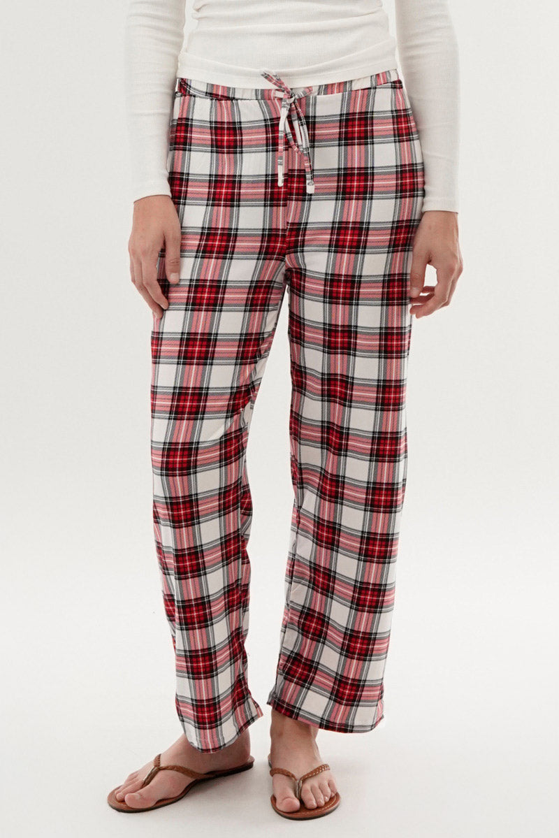Canada Weather Gear Plaid Wide Leg Pajama Pants - White - Womens Pajamas - Canada Weather Gear