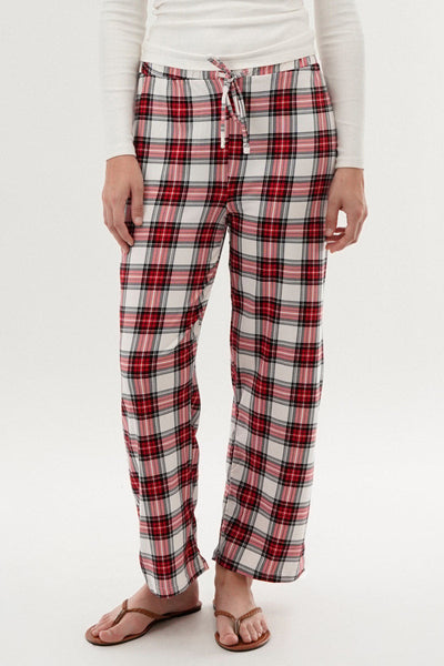Canada Weather Gear Plaid Wide Leg Pajama Pants - White - Womens Pajamas - Canada Weather Gear