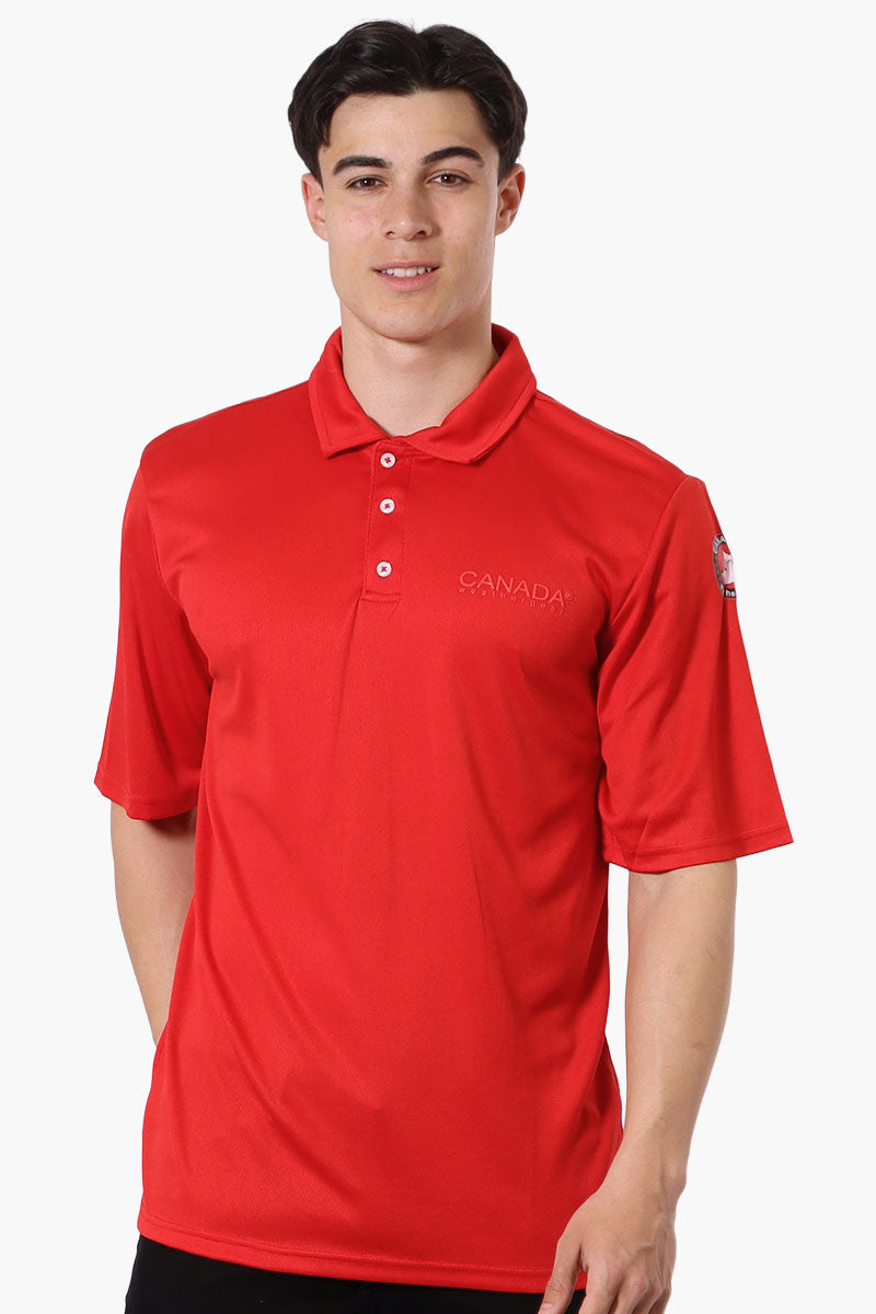 Canada Weather Gear Mesh Short Sleeve Polo Shirt - Red - Mens Polo Shirts - Canada Weather Gear