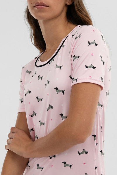Canada Weather Gear Dog Print Tunic Pajama Top - Pink - Womens Pajamas - Canada Weather Gear
