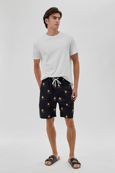 Canada Weather Gear Flamingo Print Elastic Surf Shorts - Black - Mens Shorts & Capris - Canada Weather Gear