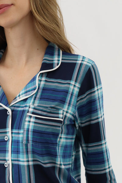 Canada Weather Gear Long Sleeve Button Up Pajama Top - Blue - Womens Pajamas - Canada Weather Gear