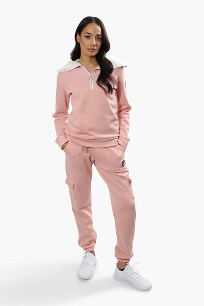 Canada Weather Gear Solid Half Zip Sweatshirt - Pink - Womens Hoodies & Sweatshirts - Canada Weather Gear