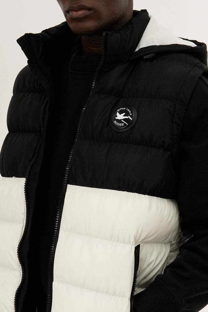 Super Triple Goose Colour Block Hooded Vest - White - Mens Vests - Canada Weather Gear