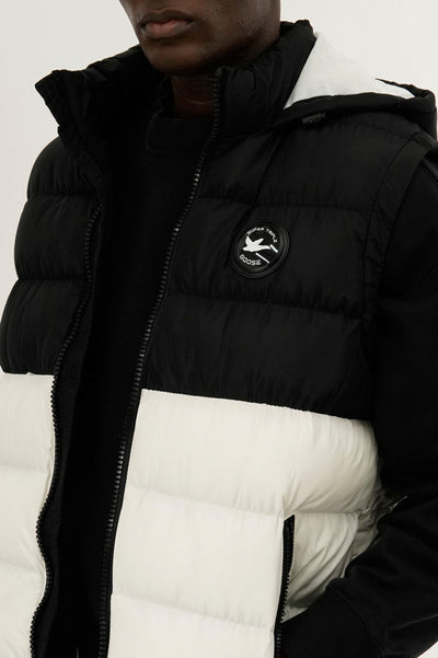 Super Triple Goose Colour Block Hooded Vest - White - Mens Vests - Canada Weather Gear