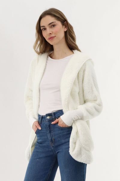 Canada Weather Gear Open Front Teddy Cardigan - Cream - Womens Cardigans - Canada Weather Gear