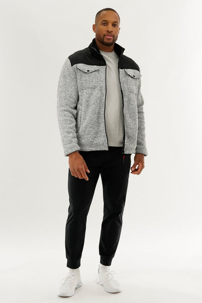 Canada Weather Gear Sherpa Lined Fleece Lightweight Jacket - Grey - Mens Lightweight Jackets - Canada Weather Gear