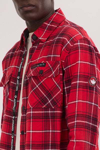 Canada Weather Gear Flannel Button Up Casual Shirt - Red