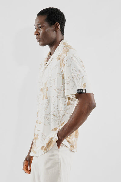 Canada Weather Gear Travel Collection Floral Button Up Casual Shirt - Cream - Mens Casual Shirts - Canada Weather Gear