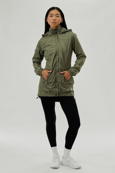 Canada Weather Gear Long Hooded Lightweight Jacket - Olive - Womens Moto Jackets - Canada Weather Gear