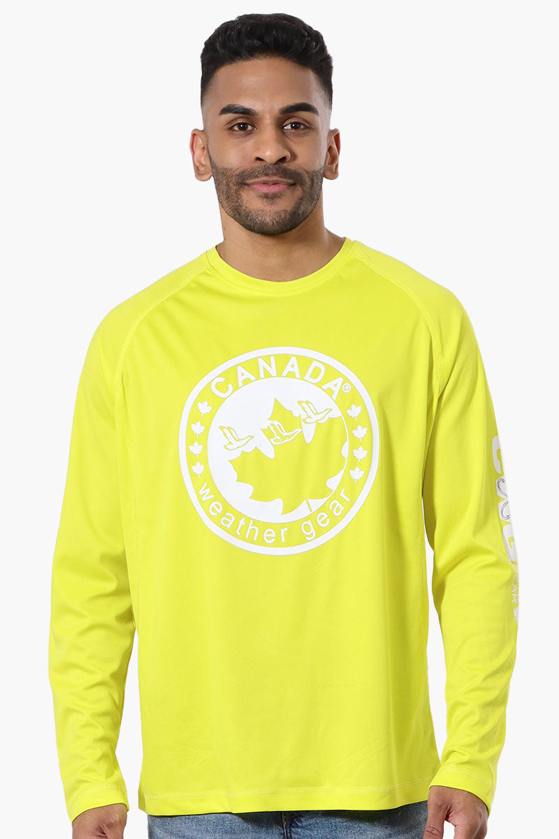 Canada Weather Gear Athletic Chest Logo Long Sleeve Top - Yellow - Mens Long Sleeve Tops - Canada Weather Gear