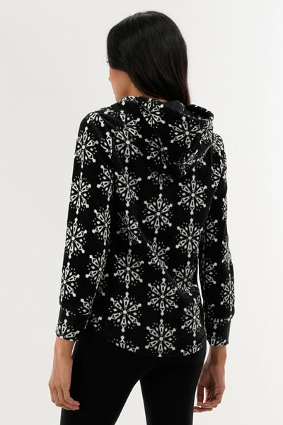 Canada Weather Gear Festive Print Hooded Pajama Top - Black - Womens Pajamas - Canada Weather Gear