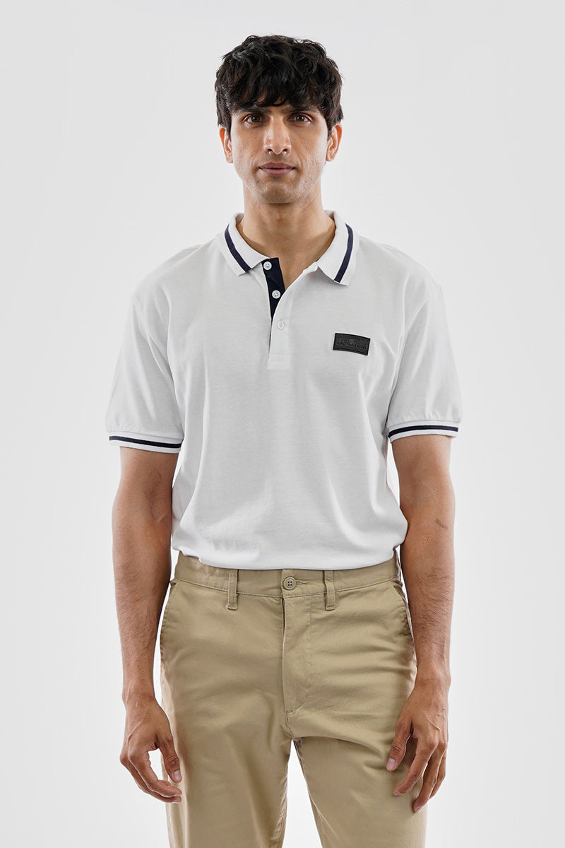 Essentials Super Triple Goose Basic Stripe Polo Shirt - White - Mens Polo Shirts - Canada Weather Gear