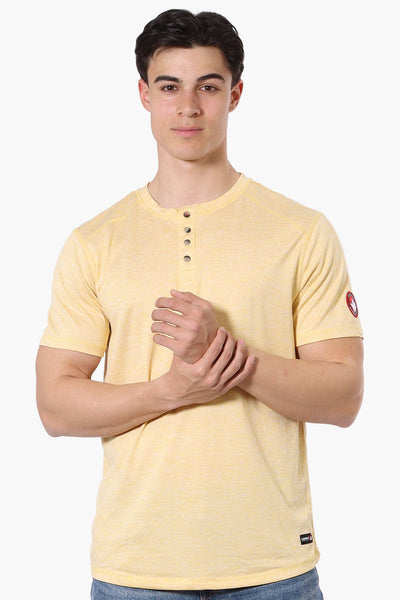 Canada Weather Gear Basic Henley Tee - Yellow - Mens Tees & Tank Tops - Canada Weather Gear