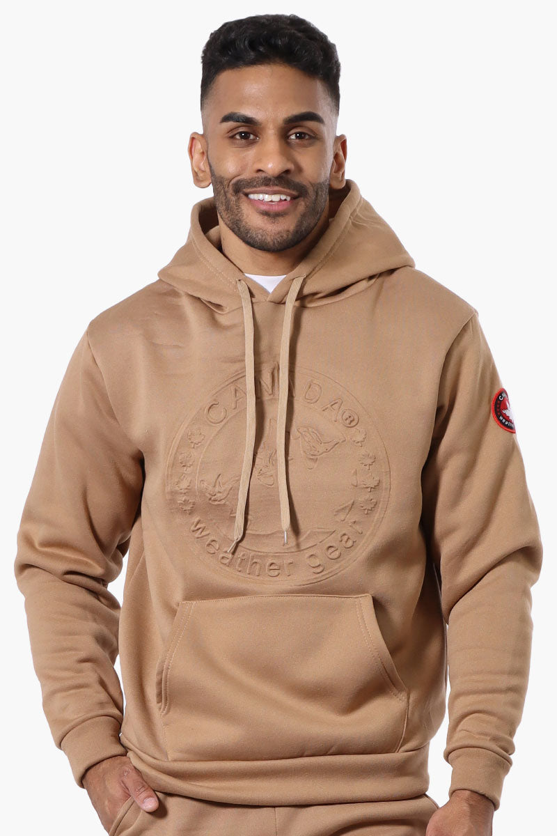 Canada Weather Gear Solid Embossed Logo Hoodie - Brown - Mens Hoodies & Sweatshirts - Canada Weather Gear