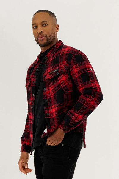 Canada Weather Gear Plaid Plush Lined Lightweight Jacket - Red - Mens Lightweight Jackets - Canada Weather Gear