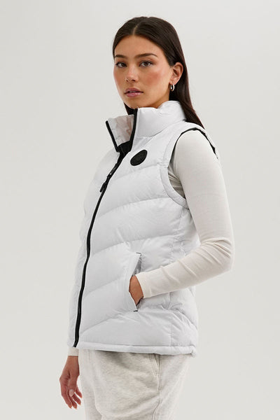 Canada Weather Gear Chevron Puffer Vest - White - Womens Vests - Canada Weather Gear