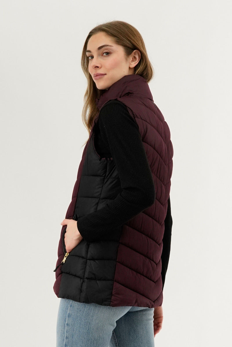 Canada Weather Gear Chevron Quilted Vest - Burgundy