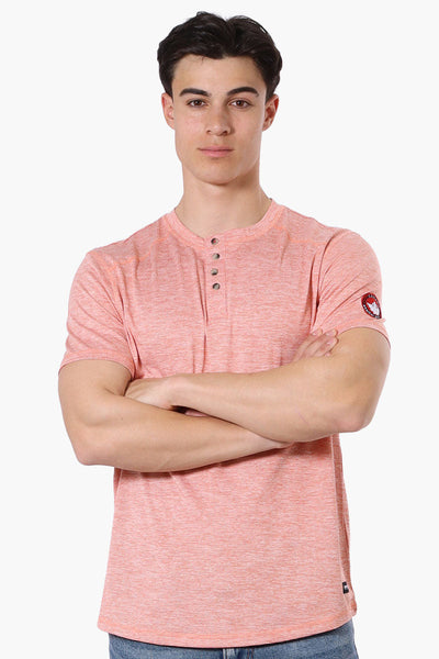 Canada Weather Gear Basic Henley Tee - Pink - Mens Tees & Tank Tops - Canada Weather Gear