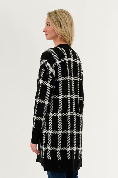 Canada Weather Gear Plaid Fold Over Wrap Cardigan - Black - Womens Cardigans - Canada Weather Gear