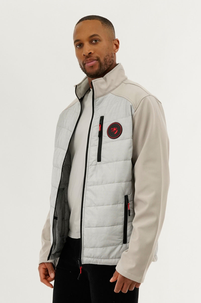 Super Triple Goose Quilted Colour Block Lightweight Jacket - Stone - Mens Lightweight Jackets - Canada Weather Gear