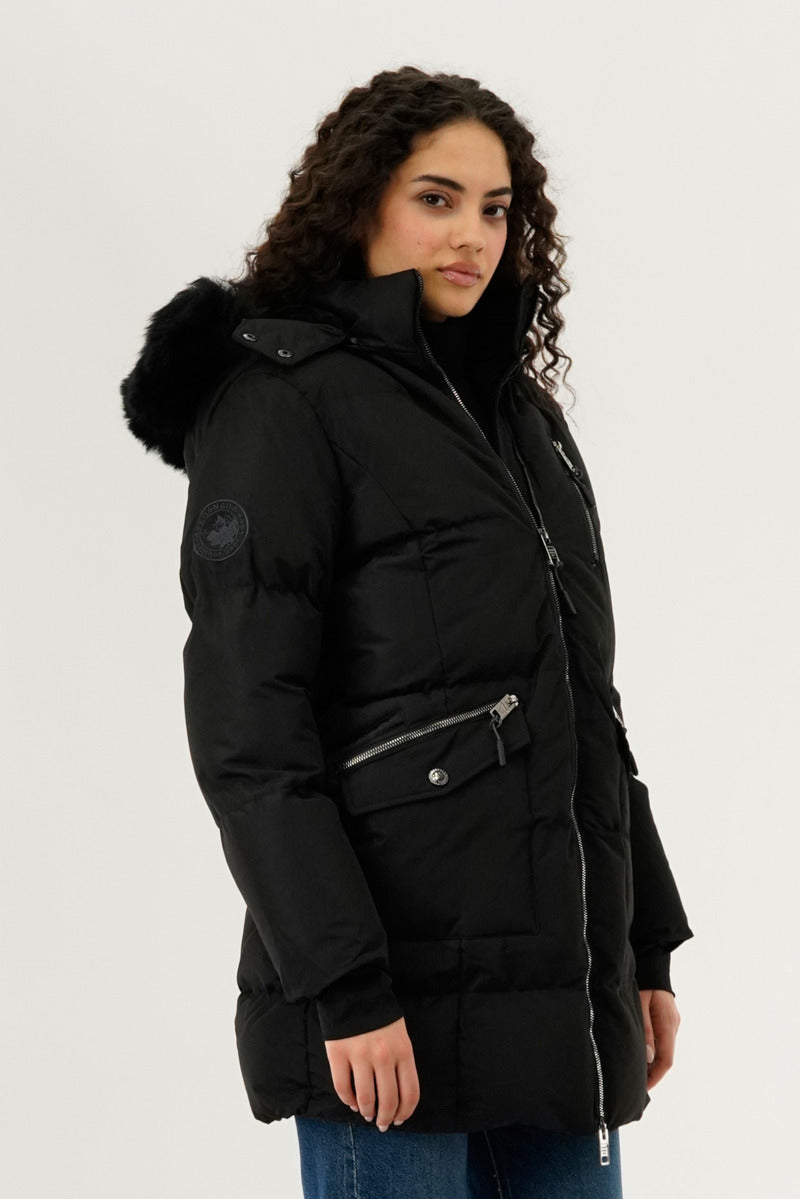 Canada Weather Gear Faux Fur Lined Hood Parka Jacket - Black - Womens Parka Jackets - Canada Weather Gear