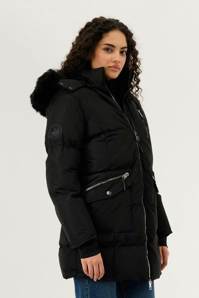 Canada Weather Gear Faux Fur Lined Hood Parka Jacket - Black - Womens Parka Jackets - Canada Weather Gear