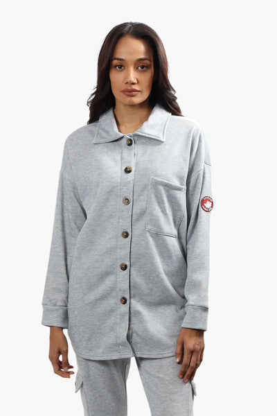 Canada Weather Gear Solid Front Pocket Shacket - Grey - Womens Shirts & Blouses - Canada Weather Gear