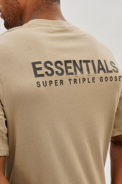 Essentials Super Triple Goose Logo Print Tee - Beige - Mens Tees & Tank Tops - Canada Weather Gear