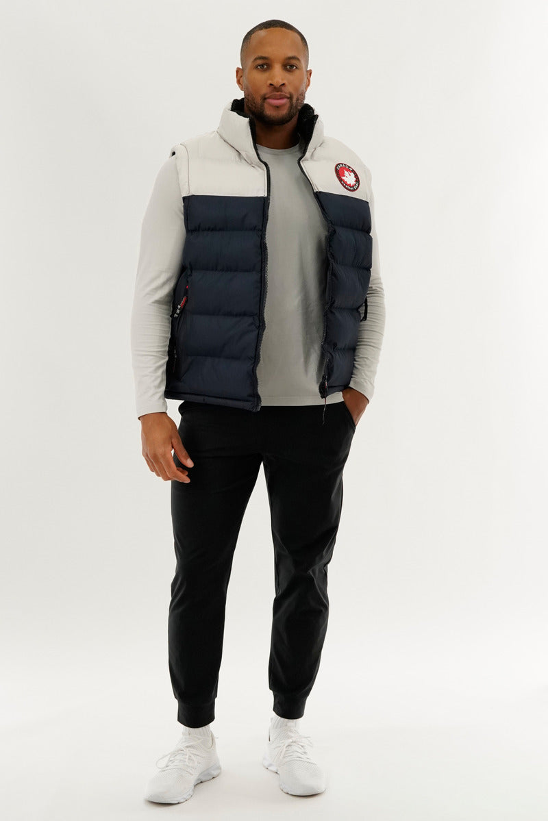 Canada Weather Gear Colour Block Puffer Vest - Navy - Mens Vests - Canada Weather Gear